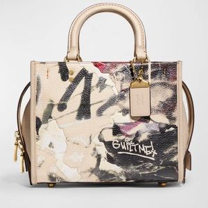 Coach Mint and Serf Rogue Graffiti Top-Handle Bag.      Color: Multi Ivory